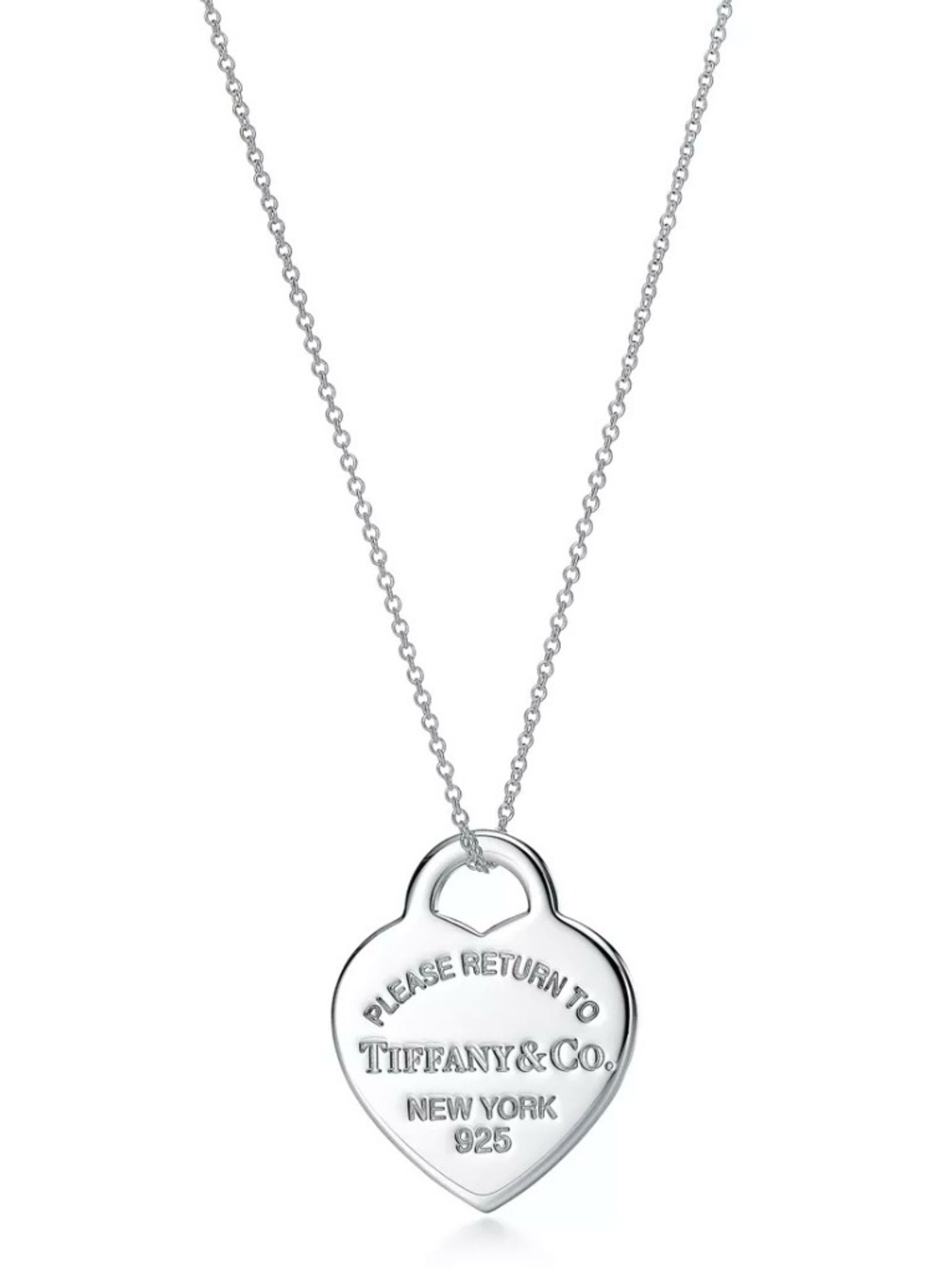 Tiffany & Co. Silver Heart Tag Pendant Necklace 36”